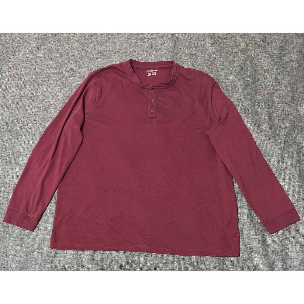 Croft & Barrow Mens XXL Henley Long Sleeve Easy Care Maroon Red